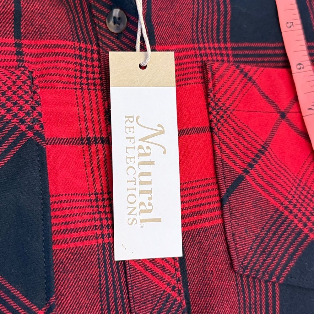 Natural Reflections Flannel, red black, long sleeve button down size small -NWT - Picture 6 of 7